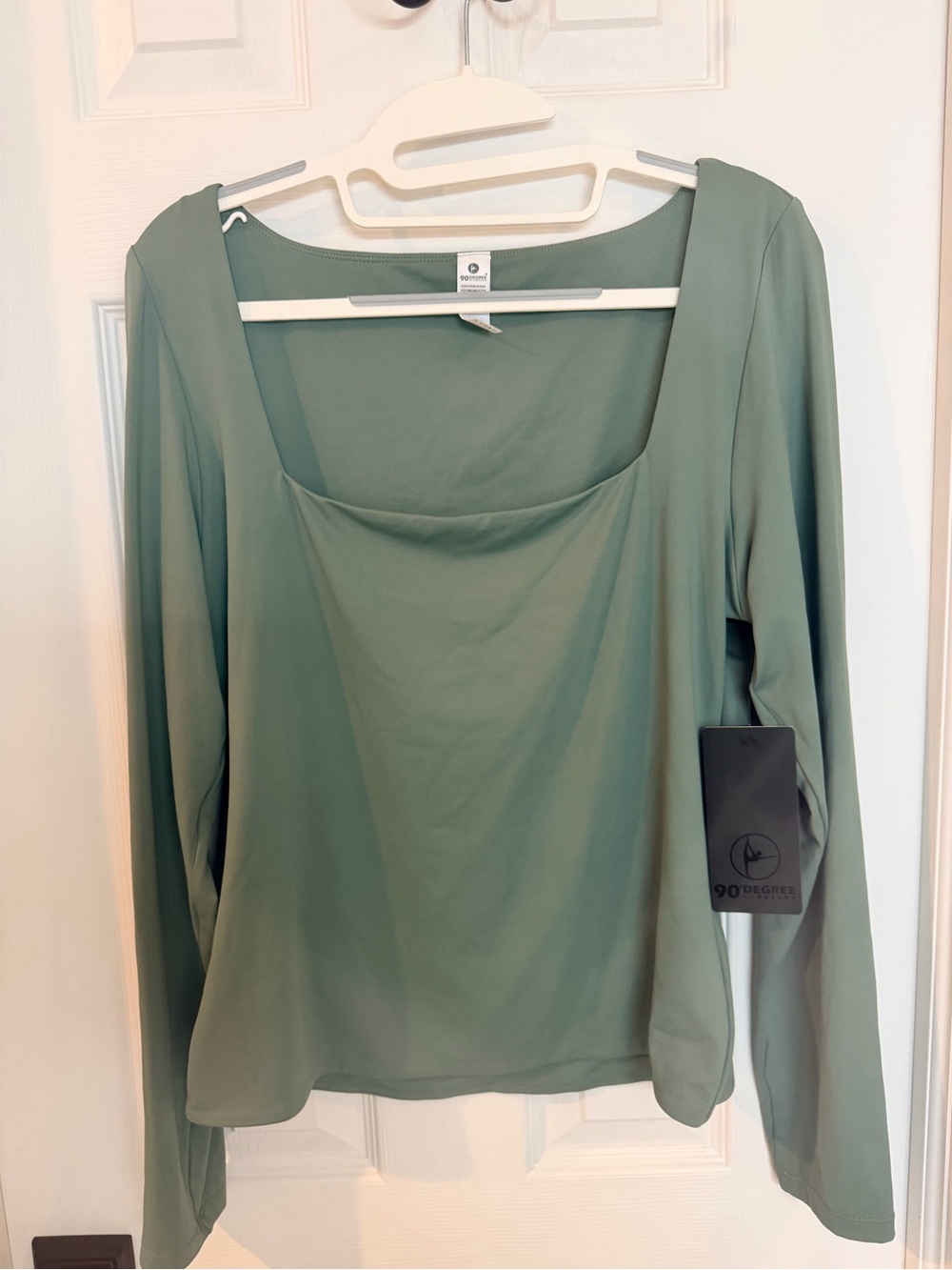 90 Degree by Reflex Contour Ocean Square Neck Top Green XL NWT
